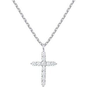 14K White Gold Plated Cross Necklace Pendant